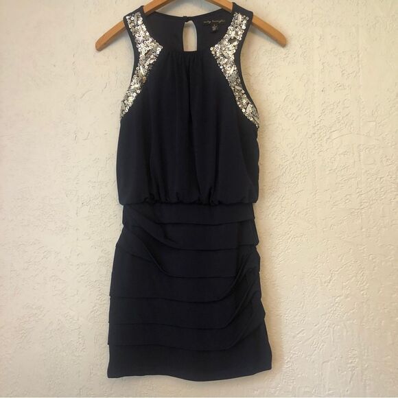 City Triangles Navy & Sequin Detail Semi formal Dress (S) - Picture 1 of 7